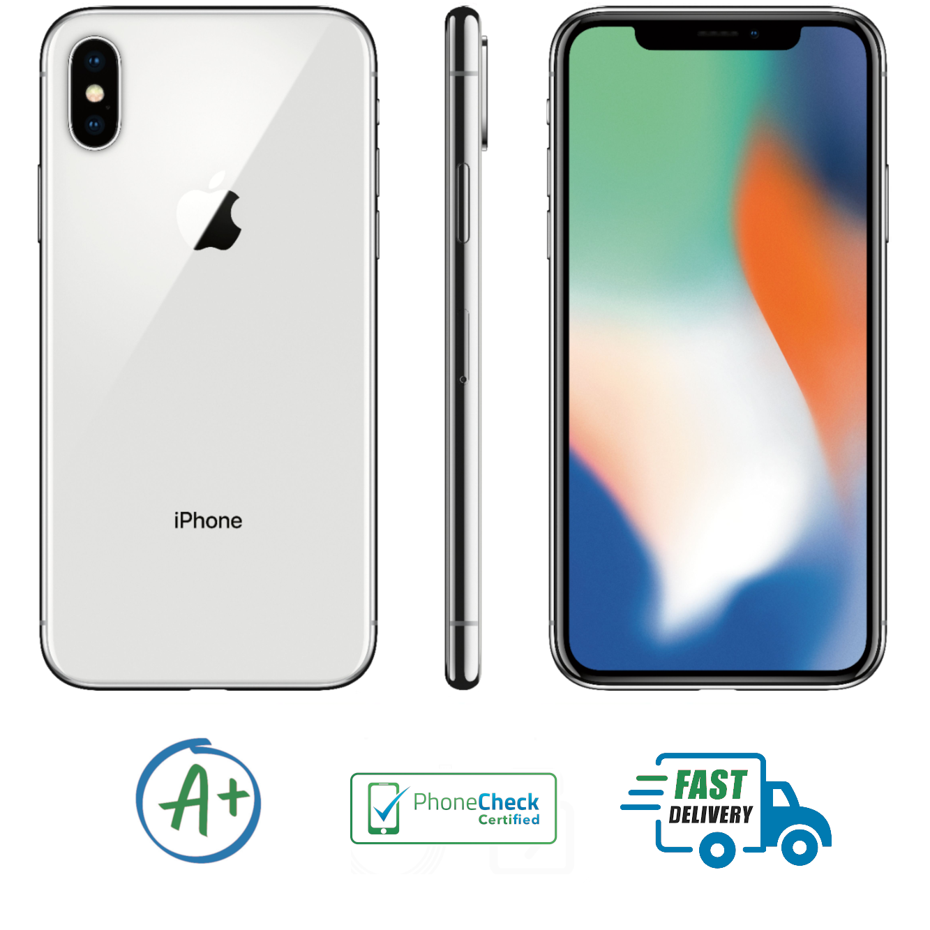 Apple iPhone X A1865 64GB 256GB Space/Silver Cricket Wireless Warranty - B Grade