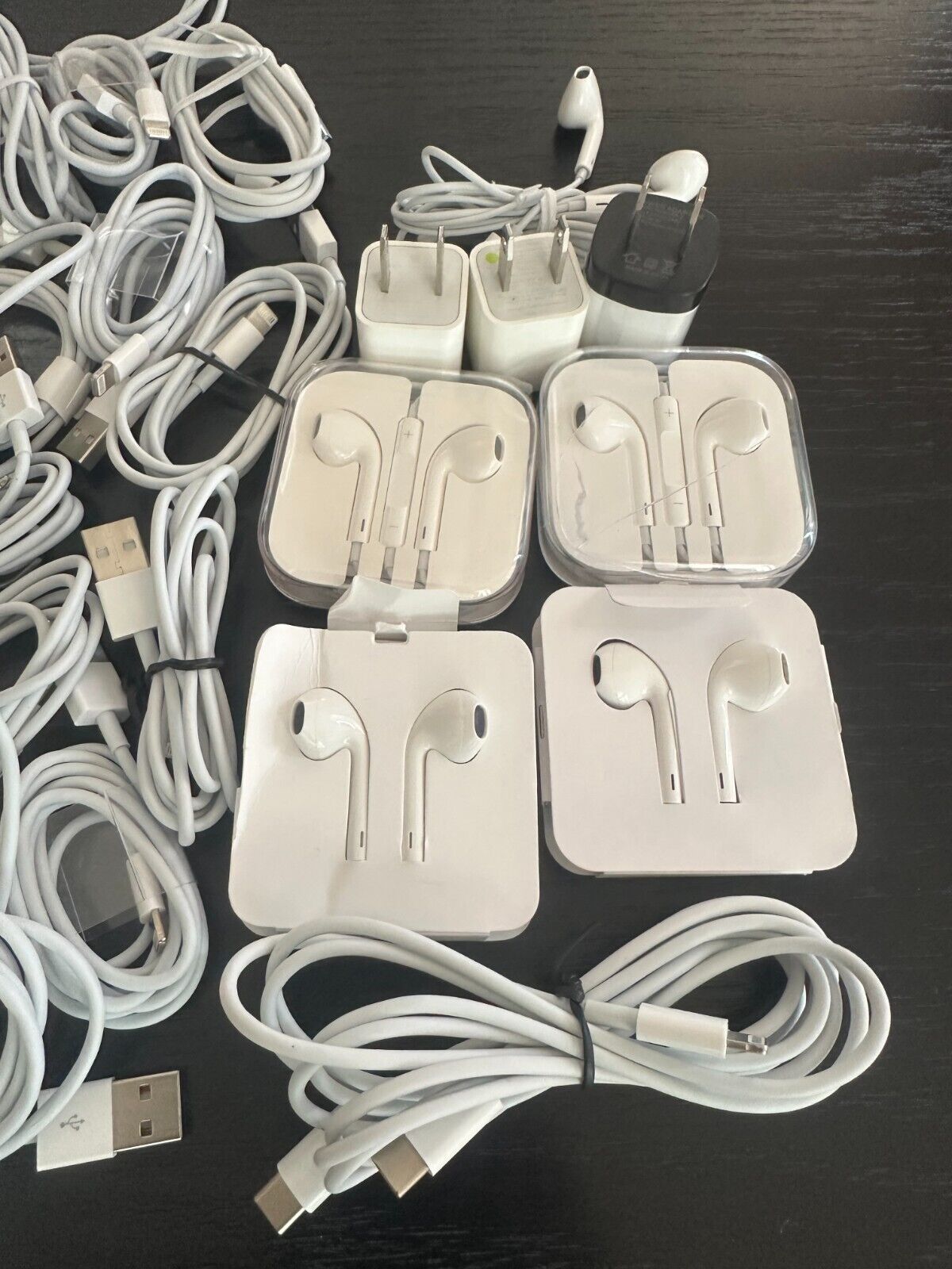 Wholesale Bulk Lot - 75 USB Cables, 5 Headsets, 3 Charge Cubes